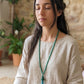 Mala 108 con pietre naturali di Malachite, Perla Guru Malachite