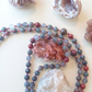 Mala fatta a mano con pietre dure naturali in Eliotropio, Pietra Guru Labradorite e Occhio di bue, Rame