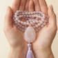 Mala da meditazione in Ametista lavanda, Perla Guru in Quarzo rosa