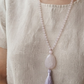 Mala da meditazione in Ametista lavanda, Perla Guru in Quarzo rosa