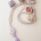 Mala da meditazione in Ametista lavanda, Perla Guru in Quarzo rosa