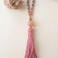 Mala 108 perle di Rodonite, Unakite, Lepidolite, Pietra Guru Pietra di luna, rame