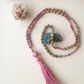 Mala 108 perle di Rodonite, Unakite, Lepidolite, Pietra Guru Pietra di luna, rame