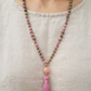 Mala 108 perle di Rodonite, Unakite, Lepidolite, Pietra Guru Pietra di luna, rame