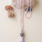 Mala fatta a mano con pietre dure naturali di Kunzite, Pietre Guru Ametista, Rame