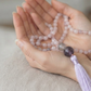 Mala fatta a mano con pietre dure naturali di Kunzite, Pietre Guru Ametista, Rame