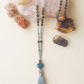 Mala in Occhio di falco, Acquamarina, Apatite, Pietra Guru Apatite, Rame