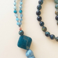 Mala in Occhio di falco, Acquamarina, Apatite, Pietra Guru Apatite, Rame