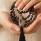 Mala da meditazione in Ossidiana dorata, Pietra Guru Agata, Rame