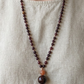 Mala 108 con pietre naturali di Granato almandino, Pietra Guru Pietra di luna e agata, Rame
