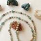 Mala con pietre dure naturali di Amazzonite multicolore, Pietra guru Crisocolla, Amazzonite e Rame