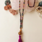 Mala collana 108 perle di Tormalina vari colori, Pietra Guru Occhio di tigre dorato, Agata gialla, Rame
