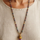 Mala collana 108 perle di Tormalina vari colori, Pietra Guru Occhio di tigre dorato, Agata gialla, Rame