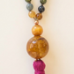 Mala collana 108 perle di Tormalina vari colori, Pietra Guru Occhio di tigre dorato, Agata gialla, Rame