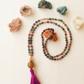 Mala collana 108 perle di Tormalina vari colori, Pietra Guru Occhio di tigre dorato, Agata gialla, Rame