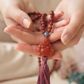 Mala in Diaspro rosso, Pietra Guru Buddha che sorride in Corniola rossa, Rame