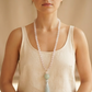 Mala collana con 108 perle di Kunzite, Pietra Guru Quarzo rosa e amazzonite, Rame