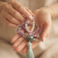 Mala collana con 108 perle di Kunzite, Giadeite, Pietra Guru Agata verde, Rame
