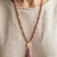 Mala 108 in Rodonite, Magnesite, Pietra Guru Agata bianca e Rame