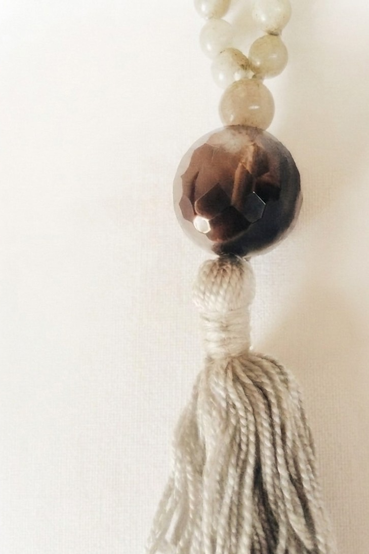 Mala da meditazione in Labradorite, Agata e Rame – 108 perle