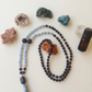 Mala da meditazione artigianale in Pietra Lavica e Angelite, Pietra Guru in Lapislazzuli con Olio Essenziale – 108 perle