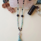 Mala da meditazione artigianale in Fluorite e Pietra Lavica, Pietra Guru in Ametista Lavanda con Olio Essenziale – 108 perle