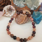 Bracciale in Ossidiana Fiocco di Neve Rossa, Rodonite e Pietra di Luna Pesca – Perle naturali da 6 mm