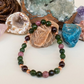 Bracciale in Nefrite, Lepidolite e Granato – Perle naturali da 6 mm