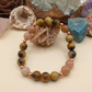 Bracciale in Occhio di Tigre blu e Pietra di Luna Pesca – Perle naturali da 8 mm