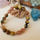 Bracciale in Occhio di Tigre blu e Pietra di Luna Pesca – Perle naturali da 8 mm