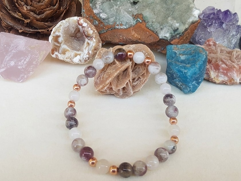Bracciale in Labradorite Bianca e Tormalina Elbaite – Perle naturali da 6 mm