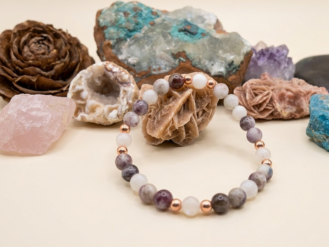 Bracciale in Labradorite Bianca e Tormalina Elbaite – Perle naturali da 6 mm