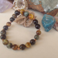 Bracciale in Occhio di Falco e Ossidiana Dorata – Perle naturali da 8 mm