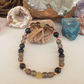 Bracciale in Quarzo Fumé, Occhio di Falco e Occhio di Tigre Dorato – Perle naturali da 6 mm