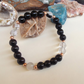Bracciale in Onice, Cristallo di Rocca e Quarzo Tormalinato – Perle naturali da 8 mm