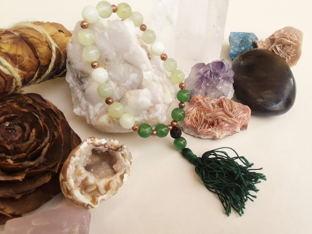 Bracciale Mala in Avventurina, Giadeite e Pietra Lavica – 18 pietre naturali