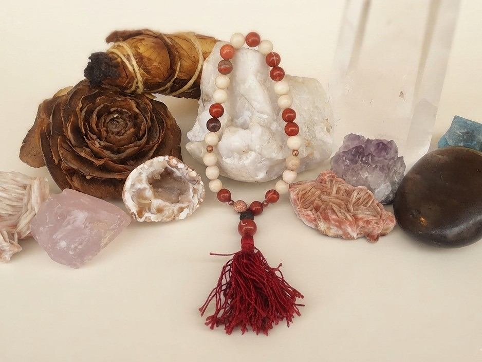 Bracciale Mala Diaspro Brecciato, Diaspro Fossile, Pietra lavica e Rame