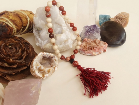 Bracciale Mala Diaspro Brecciato, Diaspro Fossile, Pietra lavica e Rame