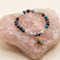 Bracciale in Sodalite, Apatite, Lepidolite e Granato Almandino con Ciondolo in Sodalite – Perle naturali da 6 mm