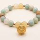 Bracciale in Calcite Gialla e Amazzonite Multicolore con Ciondolo in Calcite Gialla – Perle naturali da 8 mm