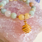 Bracciale in Calcite Gialla e Amazzonite Multicolore con Ciondolo in Calcite Gialla – Perle naturali da 8 mm