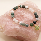 Bracciale in Agata Albero, Agata Muschiata e Agata Bianca con Ciondolo in Avventurina – Perle naturali da 8 mm