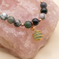Bracciale in Agata Albero, Agata Muschiata e Agata Bianca con Ciondolo in Avventurina – Perle naturali da 8 mm