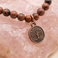 Bracciale in Ossidiana Mogano, Cristallo di Rocca e Occhio di Bue con Charm Albero della Vita – Perle naturali da 6 mm