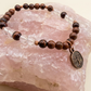 Bracciale in Ossidiana Mogano, Cristallo di Rocca e Occhio di Bue con Charm Albero della Vita – Perle naturali da 6 mm