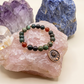 Bracciale in Agata Muschiata, Turchese Africano e Agata Rossa con Charm Stella e Fasi Lunari – Perle naturali da 8 mm