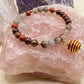 Bracciale in Eliotropio, Occhio di Bue e Diaspro Rosso con Ciondolo in Diaspro Rosso – Perle naturali da 6 mm