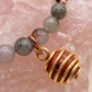 Bracciale in Eliotropio, Occhio di Bue e Diaspro Rosso con Ciondolo in Diaspro Rosso – Perle naturali da 6 mm