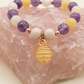 Bracciale in Calcite Gialla, Ametista, Diaspro Bianco e Corniola con Ciondolo in Calcite Gialla – Perle naturali da 8 mm