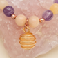 Bracciale in Calcite Gialla, Ametista, Diaspro Bianco e Corniola con Ciondolo in Calcite Gialla – Perle naturali da 8 mm